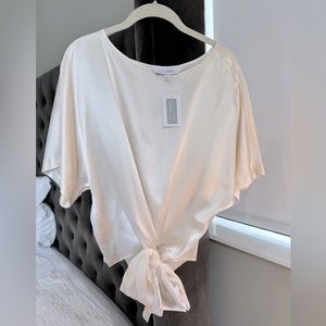 Intermix Silk Tie-Front Blouse in Ivory